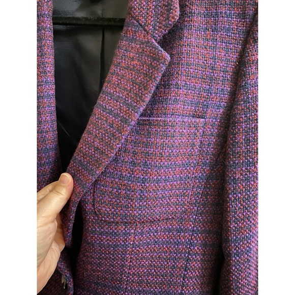 Vintage Liz Claiborne Collection Blazer Jacket Tweed Plaid Wool Purple Womens 6 - Picture 5 of 10